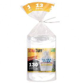 XTRA TUFF ULTRA FLEX KITCHEN TRASH BAGS 13GAL 130CT 12/CS-30103